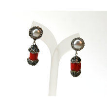 Casual Red Coral Pearl Jewelry Earrings Earring for Lady